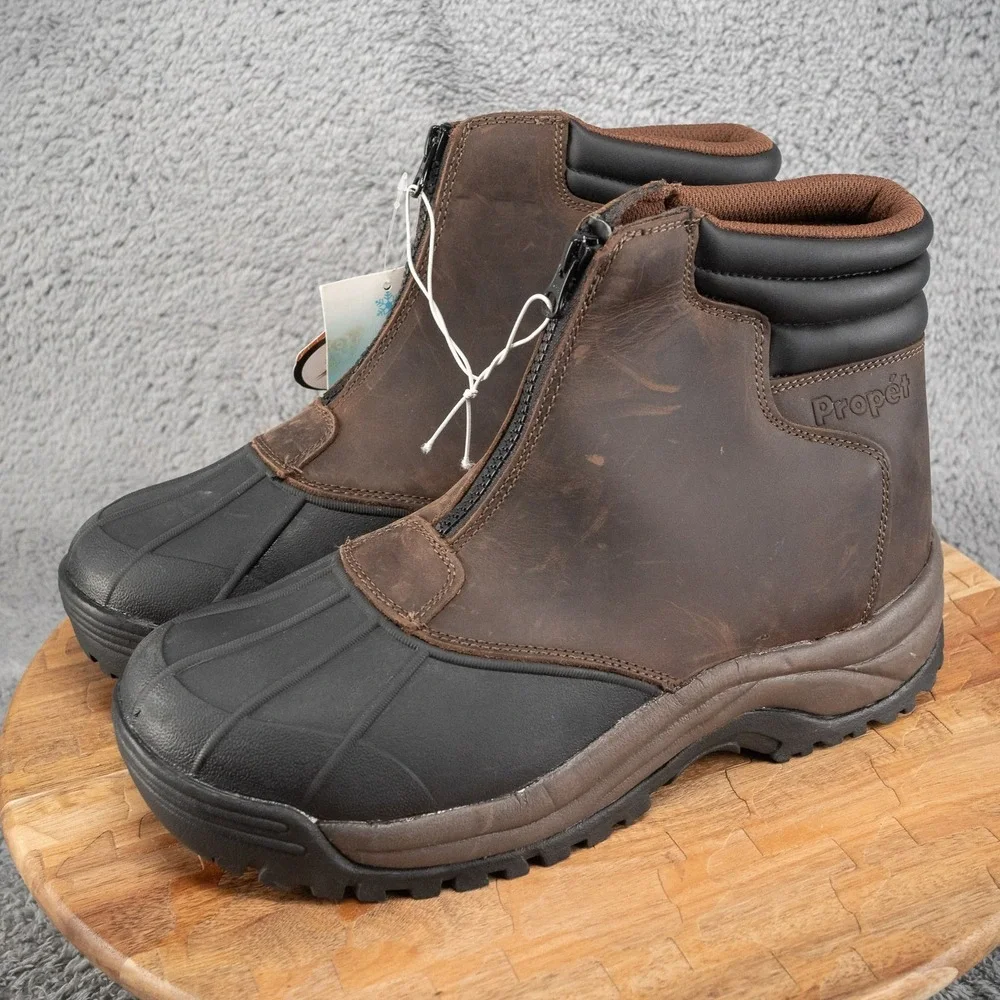 Propet Mens Blizzard Ankle Zip Boot Brown/Black Size 10‎ X(3E)- New No Box